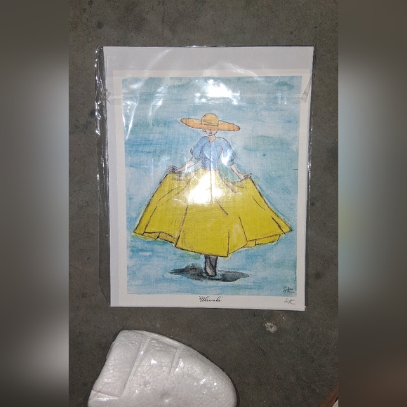 Yellow and Blue Fashion Illustration Art Print (Ukranian Artist) - Picture 1 of 3
